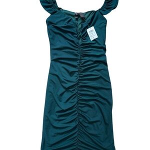 Hunter Green Windsor Ruched Mini Dress Sz Small NWT